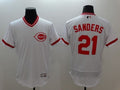 Custom Fan-Made Reggie Sanders Cooperstown Cincinnati Reds #21 White Baseball Jersey