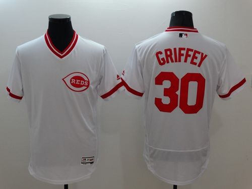 Custom Fan-Made Ken Griffey Cooperstown Cincinnati Reds #30 White Baseball Jersey
