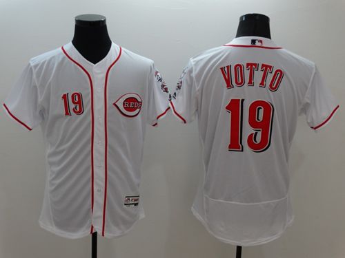 Custom Fan-Made Joey Votto Cincinnati Reds #19 White Baseball Jersey