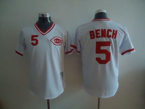 Custom Fan-Made Johnny Bench Cincinnati Reds #5 White Throwback Baseball Jersey