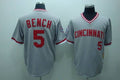 Custom Fan-Made Johnny Bench Cincinnati Reds #5 Grey Throwback Baseball Jersey
