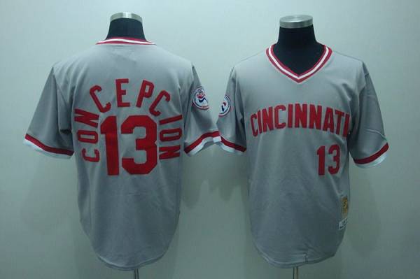 Custom Fan-Made Dave Concepcion Cincinnati Reds #13 Grey Throwback Baseball Jersey