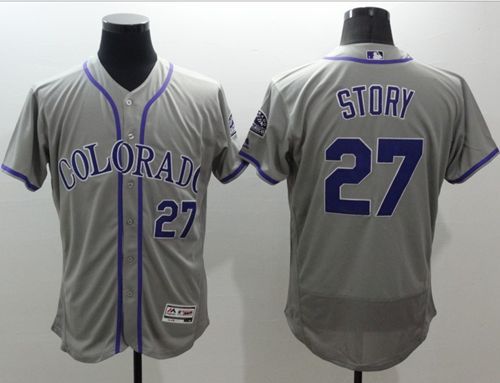 Custom Fan-Made Trevor Story Colorado Rockies #27 Grey Baseball Jersey