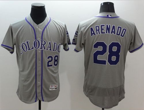 Custom Fan-Made Nolan Arenado Colorado Rockies #28 Grey Baseball Jersey