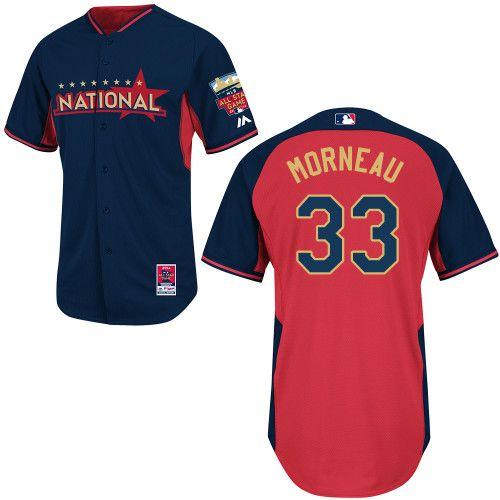 Custom Fan-Made Justin Morneau Navy/Red BP Colorado Rockies #33 2014 All-Star Edition Baseball Jersey