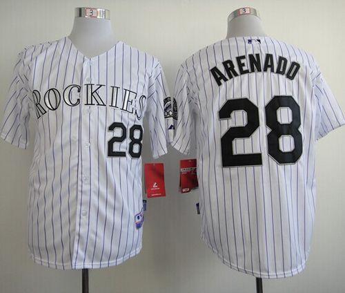 Custom Fan-Made Nolan Arenado Colorado Rockies #28 White Baseball Jersey