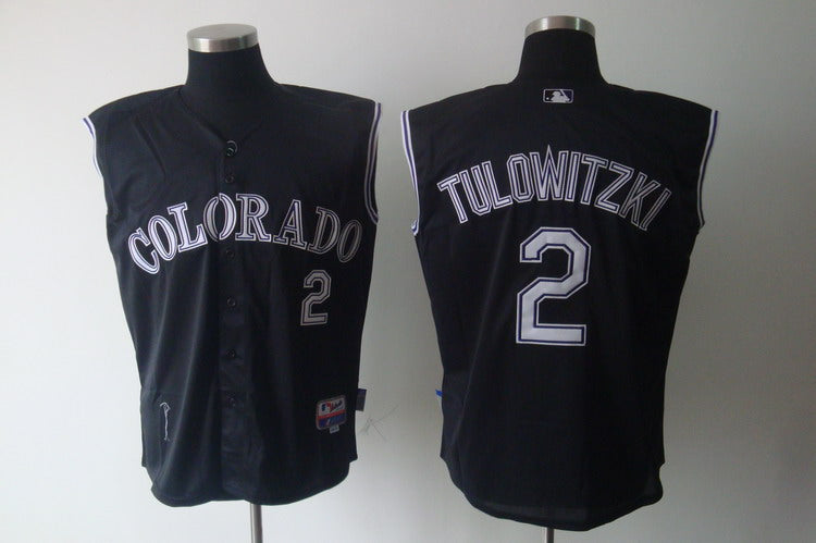 Custom Fan-Made Troy Tulowitzki Vest Colorado Rockies #2 Black Baseball Jersey