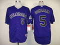 Custom Fan-Made Carlos Gonzalez Colorado Rockies #5 Purple Baseball Jersey