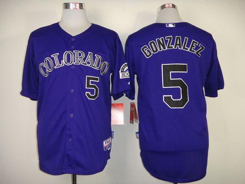 Custom Fan-Made Carlos Gonzalez Colorado Rockies #5 Purple Baseball Jersey