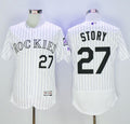 Custom Fan-Made Trevor Story Colorado Rockies #27 White Baseball Jersey