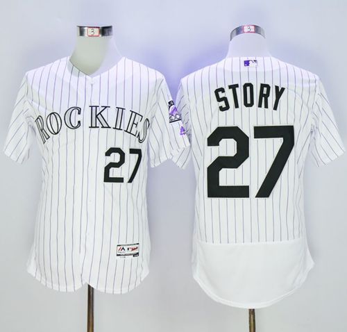 Custom Fan-Made Trevor Story Colorado Rockies #27 White Baseball Jersey