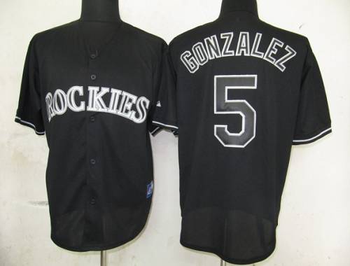 Custom Fan-Made Carlos Gonzalez Colorado Rockies #5 Black Baseball Jersey