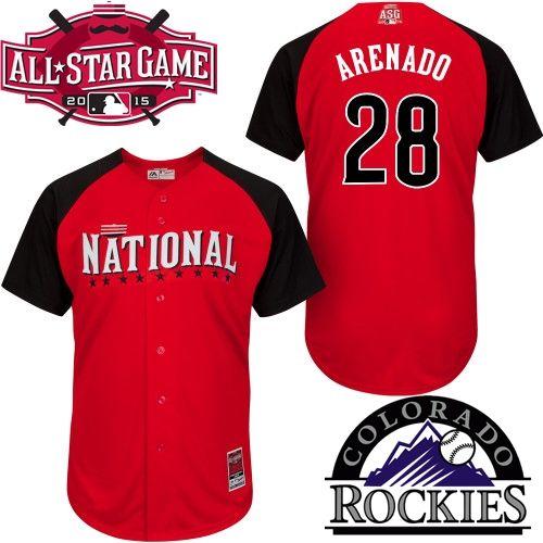 Custom Fan-Made Nolan Arenado Colorado Rockies #28 Red 2015 All-Star Edition Baseball Jersey