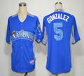 Custom Fan-Made Carlos Gonzalez BP Colorado Rockies #5 Blue 2012 All-Star Edition Baseball Jersey