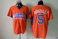 Custom Fan-Made Carlos Gonzalez Colorado Rockies #5 Orange 2013 All-Star Edition Baseball Jersey