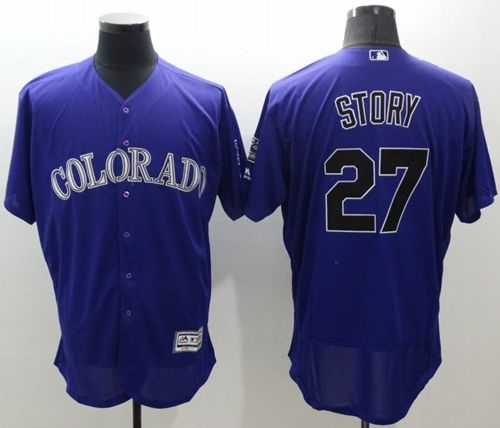 Custom Fan-Made Trevor Story Colorado Rockies #27 Purple Baseball Jersey