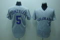 Custom Fan-Made Carlos Gonzalez Colorado Rockies #5 Grey Baseball Jersey