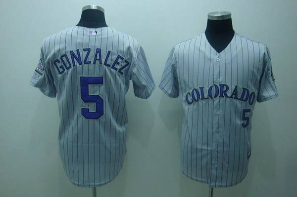 Custom Fan-Made Carlos Gonzalez Colorado Rockies #5 Grey Baseball Jersey