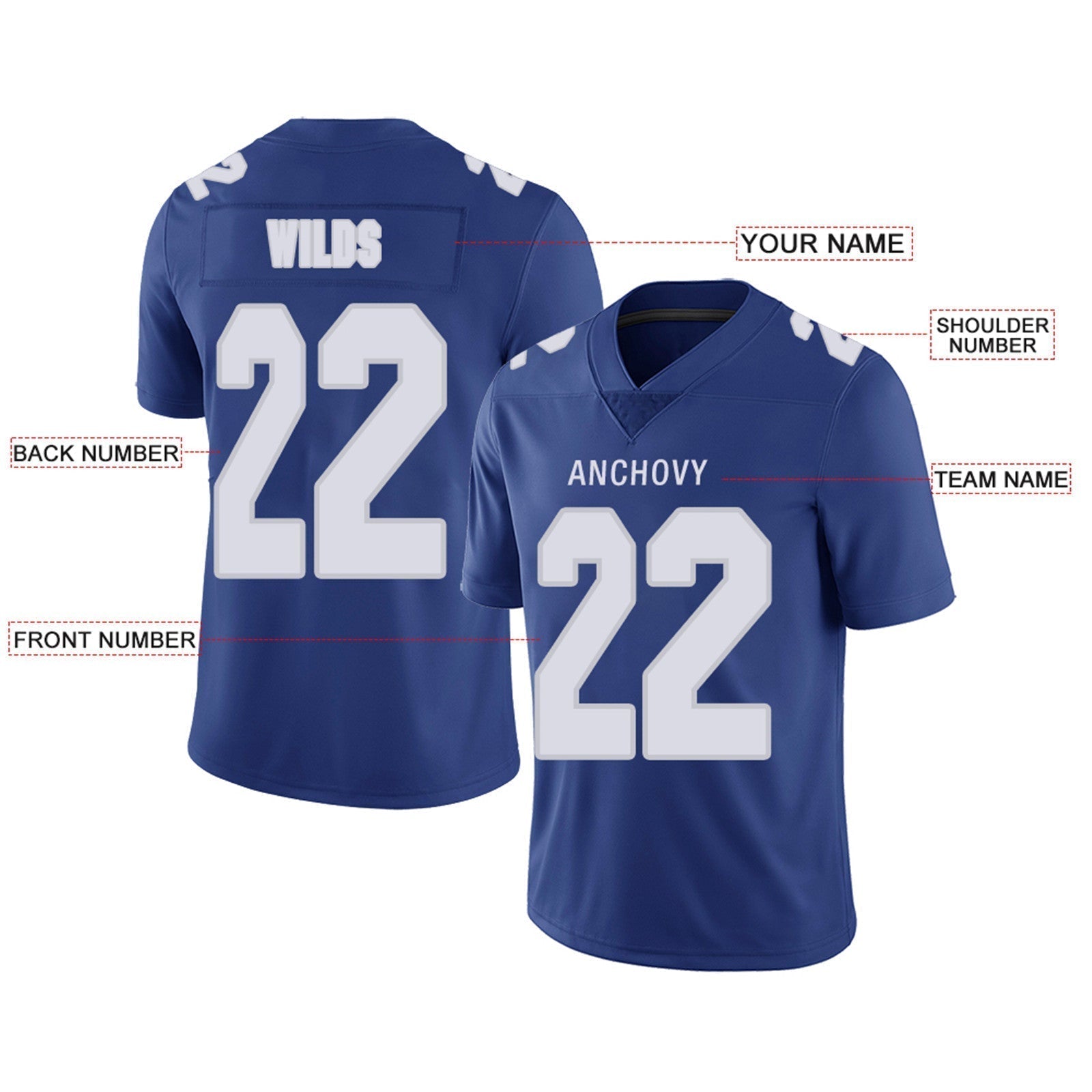 Custom navy football jersey product shot | GameDay Jerseys