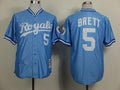 Custom Fan-Made George Brett Kansas City Royals #5 Blue Throwback Baseball Jersey