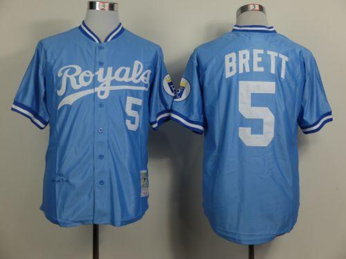 Custom Fan-Made George Brett Kansas City Royals #5 Blue Throwback Baseball Jersey