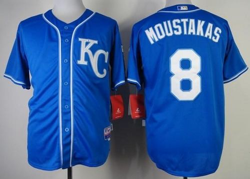 Custom Fan-Made Mike Moustakas Kansas City Royals #8 Blue Baseball Jersey