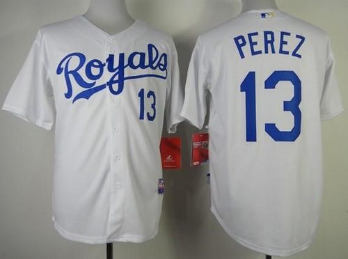 Custom Fan-Made Salvador Perez Kansas City Royals #13 White Baseball Jersey