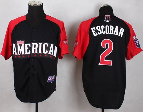 Custom Fan-Made Alcides Escobar Kansas City Royals #2 Black 2015 All-Star Edition Baseball Jersey