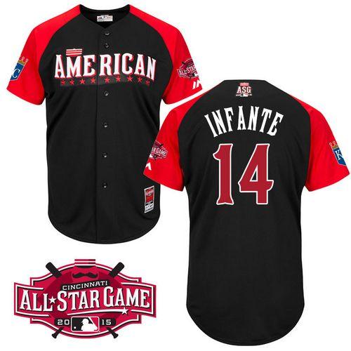 Custom Fan-Made Omar Infante Kansas City Royals #14 Black 2015 All-Star Edition Baseball Jersey