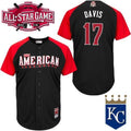 Custom Fan-Made Wade Davis Kansas City Royals #17 Black 2015 All-Star Edition Baseball Jersey