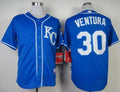 Custom Fan-Made Yordano Ventura Kansas City Royals #30 Blue Baseball Jersey