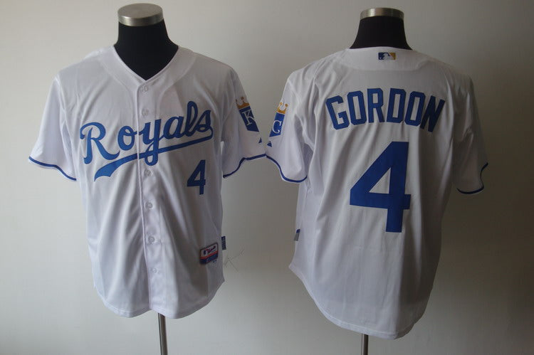 Custom Fan-Made Alex Gordon Kansas City Royals #4 White Baseball Jersey