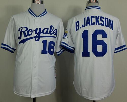 Custom Fan-Made Bo Jackson Kansas City Royals #16 White 1980 Baseball Jersey