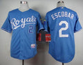 Custom Fan-Made Alcides Escobar Kansas City Royals #2 Blue Baseball Jersey
