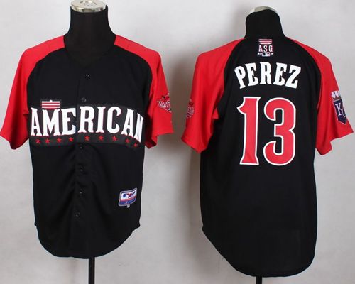 Custom Fan-Made Salvador Perez Kansas City Royals #13 Black 2015 All-Star Edition Baseball Jersey