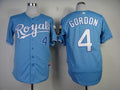 Custom Fan-Made Alex Gordon Kansas City Royals #4 Blue Baseball Jersey