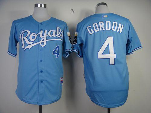 Custom Fan-Made Alex Gordon Kansas City Royals #4 Blue Baseball Jersey