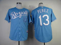 Custom Fan-Made Salvador Perez Kansas City Royals #13 Blue Baseball Jersey
