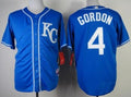 Custom Fan-Made Alex Gordon Kansas City Royals #4 Blue Baseball Jersey