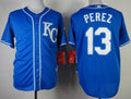 Custom Fan-Made Salvador Perez Kansas City Royals #13 Blue Baseball Jersey
