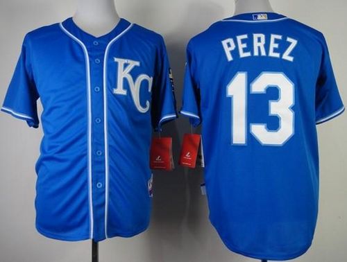 Custom Fan-Made Salvador Perez Kansas City Royals #13 Blue Baseball Jersey