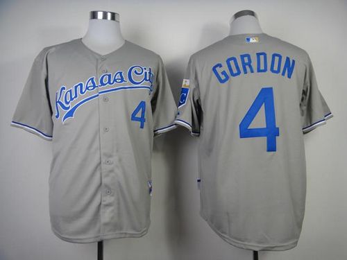 Custom Fan-Made Alex Gordon Kansas City Royals #4 Grey Baseball Jersey