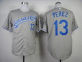Custom Fan-Made Salvador Perez Kansas City Royals #13 Grey Baseball Jersey