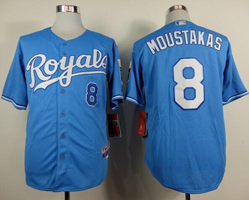 Custom Fan-Made Mike Moustakas Kansas City Royals #8 Blue Baseball Jersey