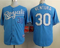 Custom Fan-Made Yordano Ventura Kansas City Royals #30 Blue Baseball Jersey