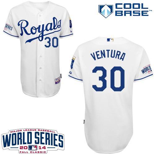 Custom Fan-Made Yordano Ventura Kansas City Royals #30 White 2014 Baseball Jersey