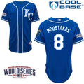 Custom Fan-Made Mike Moustakas Kansas City Royals #8 Blue 2014 Baseball Jersey