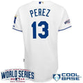 Custom Fan-Made Salvador Perez Kansas City Royals #13 White 2014 Baseball Jersey