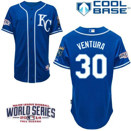 Custom Fan-Made Yordano Ventura Kansas City Royals #30 Blue 2014 Baseball Jersey