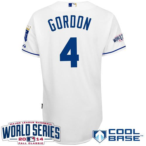 Custom Fan-Made Alex Gordon Kansas City Royals #4 White 2014 Baseball Jersey